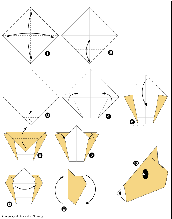 Схема оригами лошадь