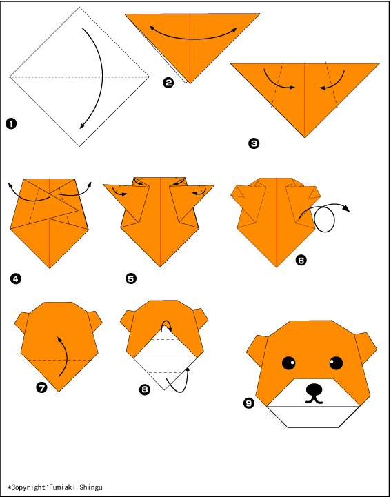 Схема оригами медведь