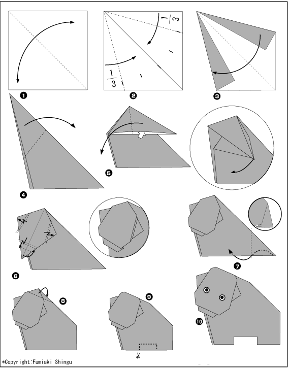 Схема оригами бегемот