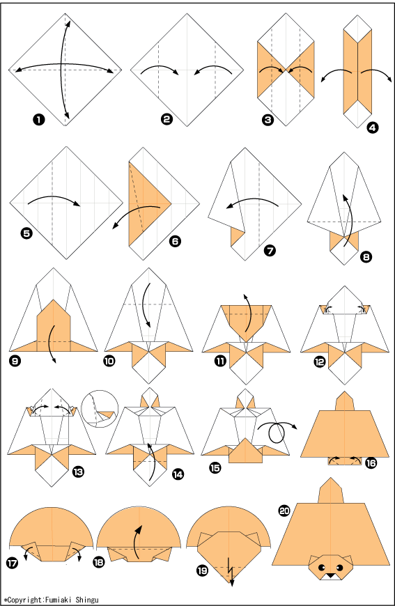 Схема оригами белка летяга