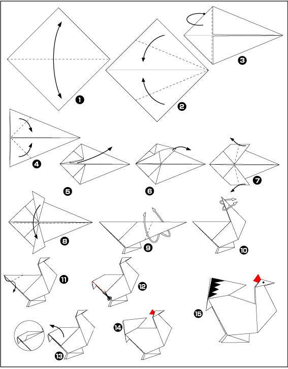 Схема оригами курица