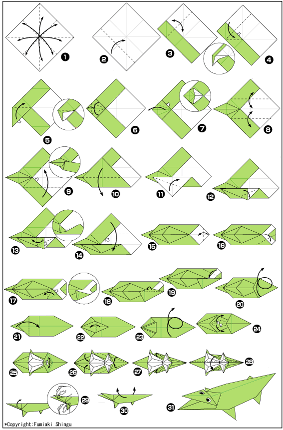 Схема оригами крокодил