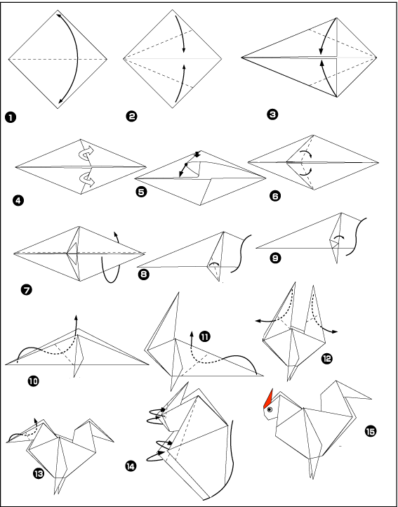 Схема оригами цыпленок