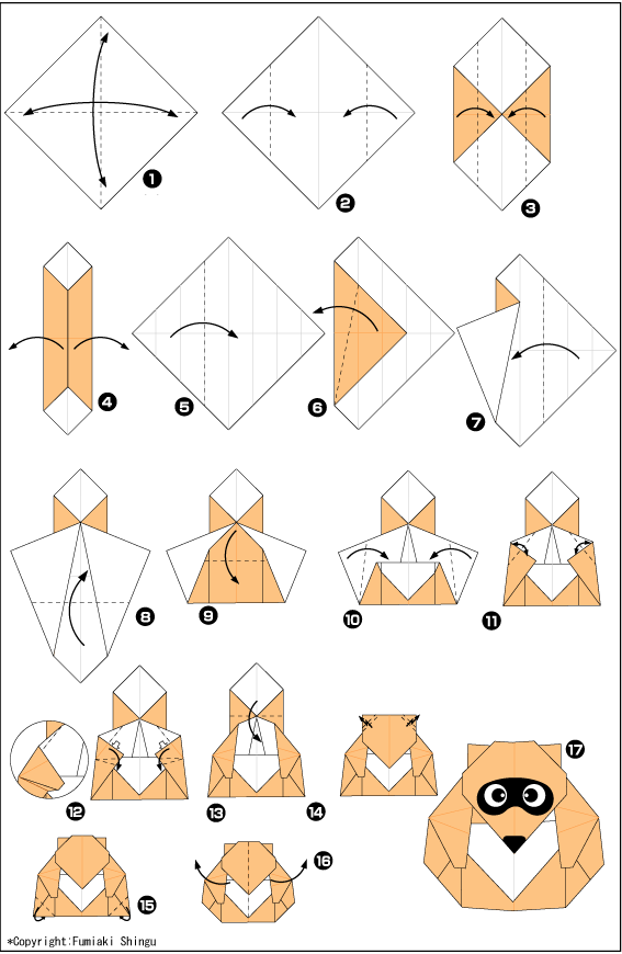 Схема оригами енот