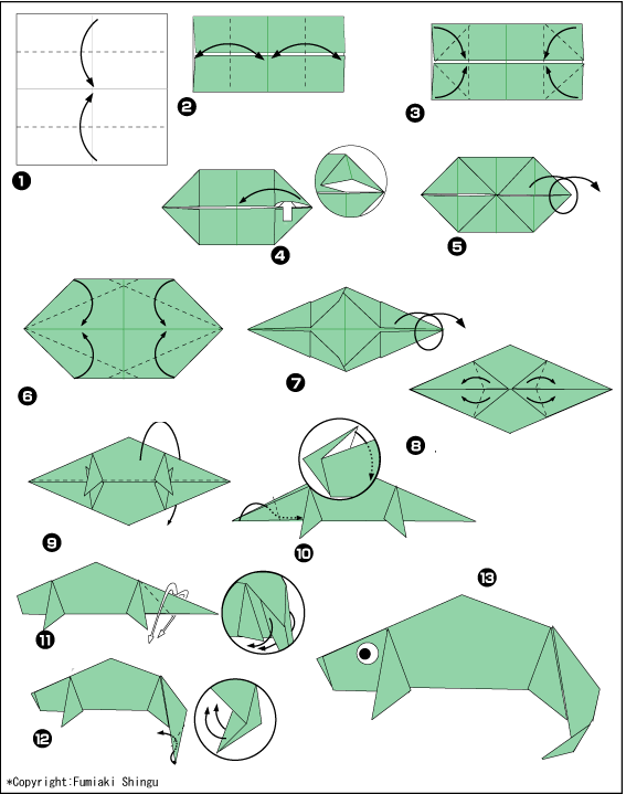 Схема оригами хамелеон
