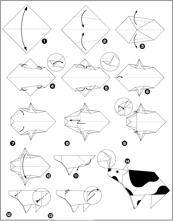 Схема оригами корова