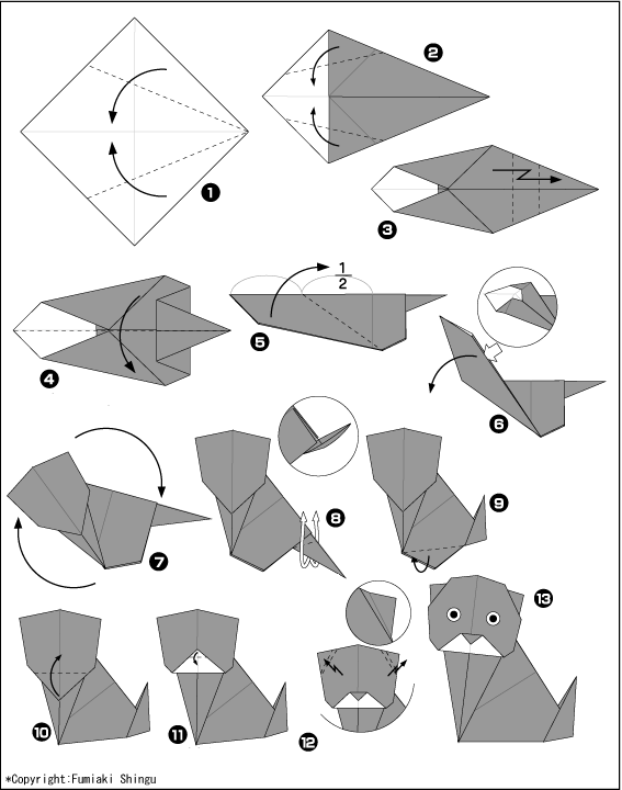 Схема оригами кошка