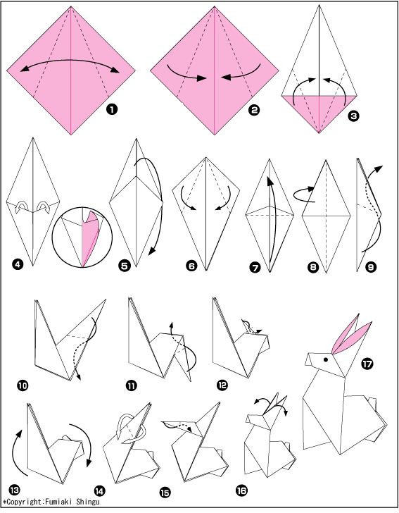 Схема оригами кролик