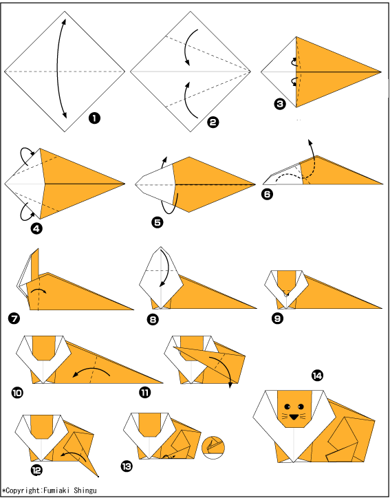 Схема оригами лев