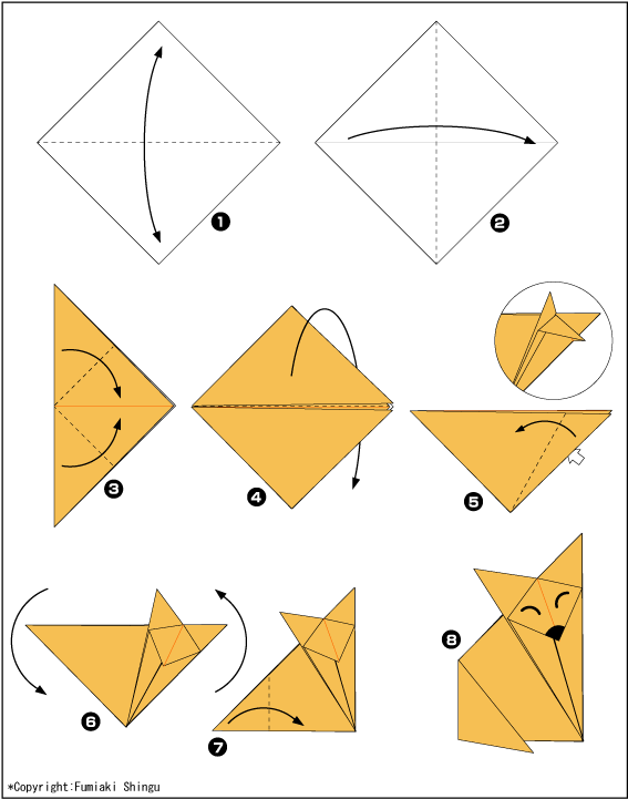 Схема оригами лиса