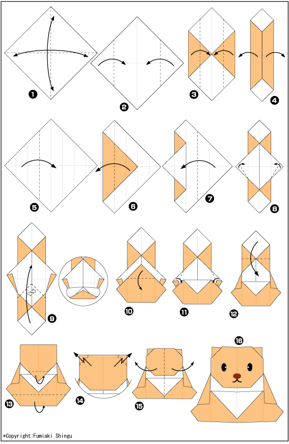 Схема оригами медвежонок