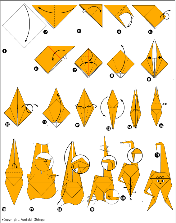 Схема оригами обезьяна