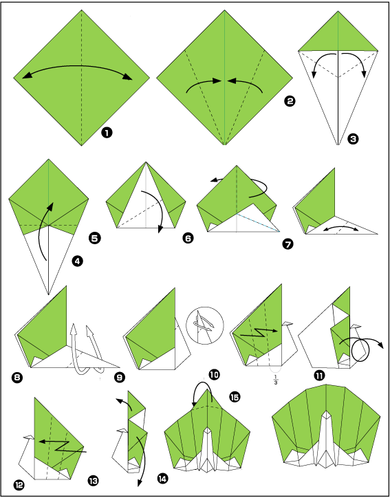 Схема оригами павлин