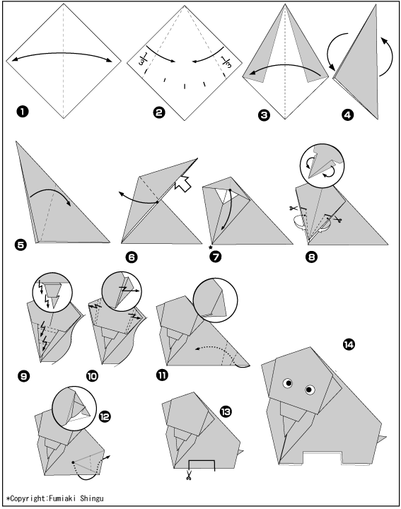 Схема оригами слон