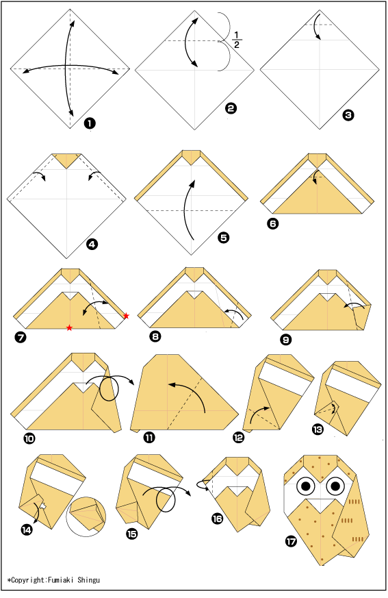 Схема оригами сова