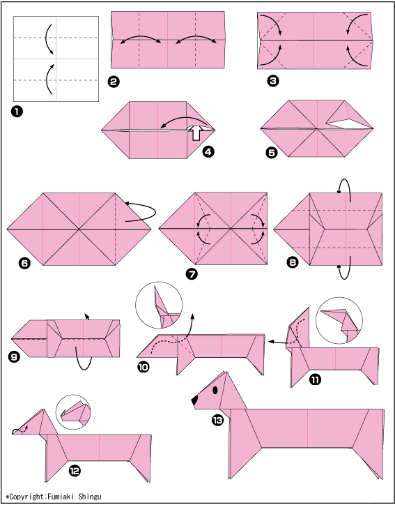 Схема оригами такса