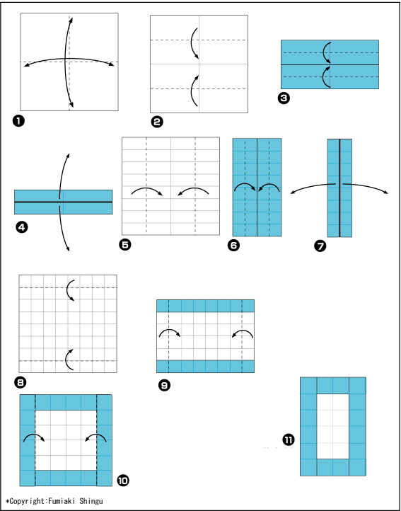 Схема оригами цифра 0 (ноль)