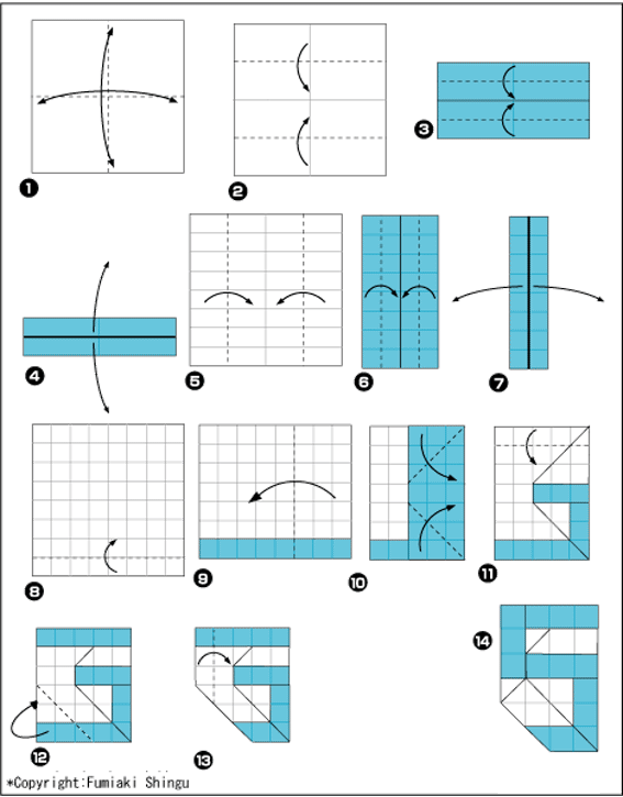 Схема оригами цифра 5 (пять)
