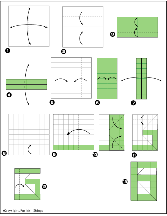 Схема оригами цифра 6 (шесть)