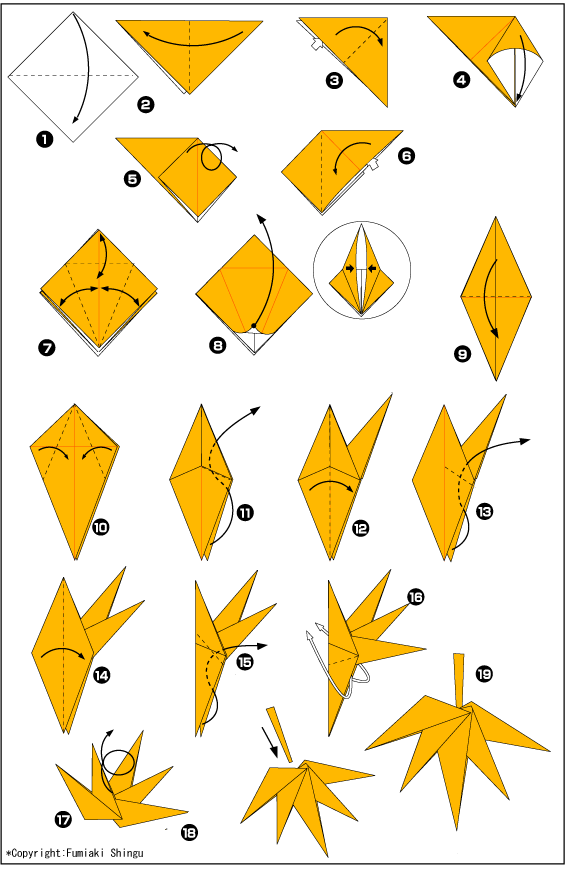 Схема оригами кленовый лист