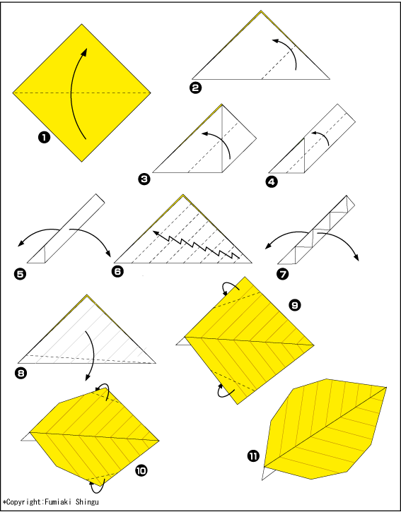 Схема оригами листья