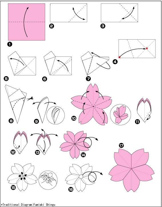 Схема оригами ветка вишни с цветами