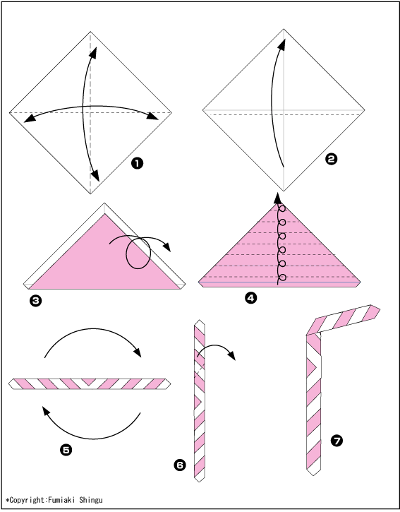 Схема оригами трубочка