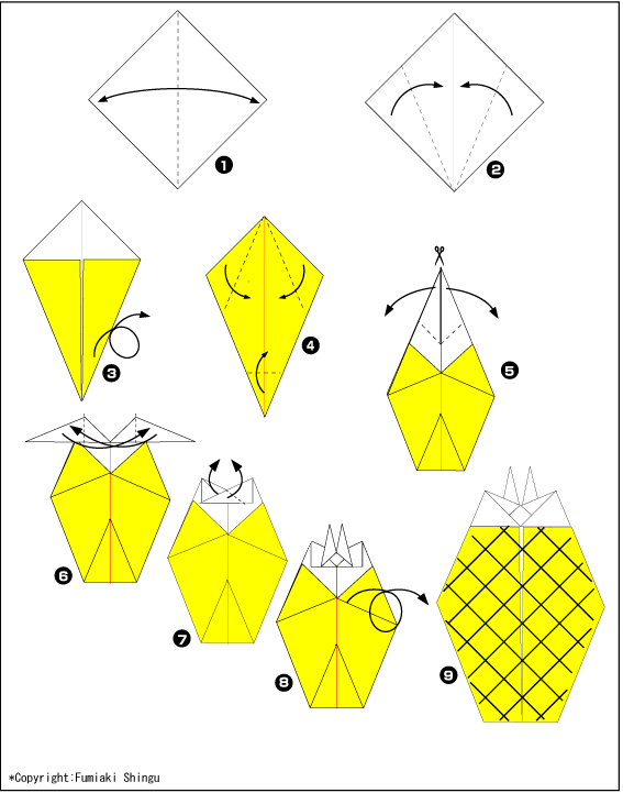 Схема оригами ананас