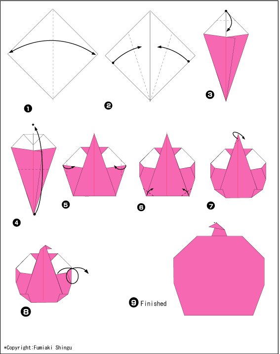 Схема оригами яблоко