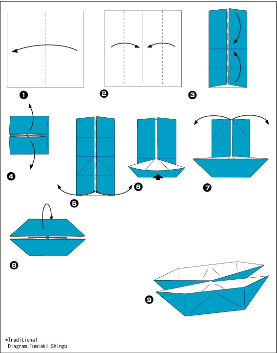 Схема оригами лодка