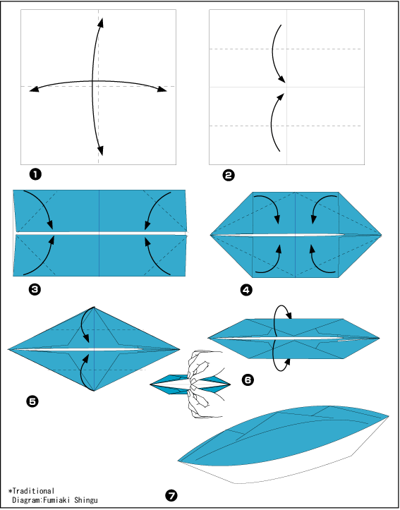 Схема оригами лодка
