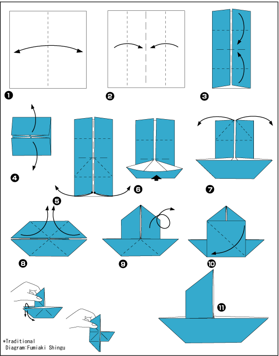 Схема оригами парусник