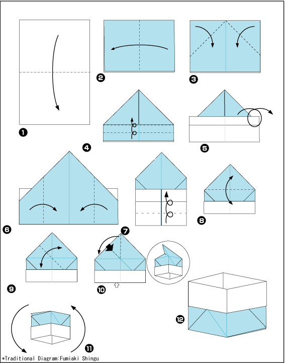 Схема оригами мусорное ведро из газеты