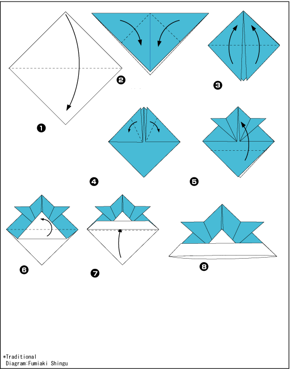 Схема оригами шапка из газеты