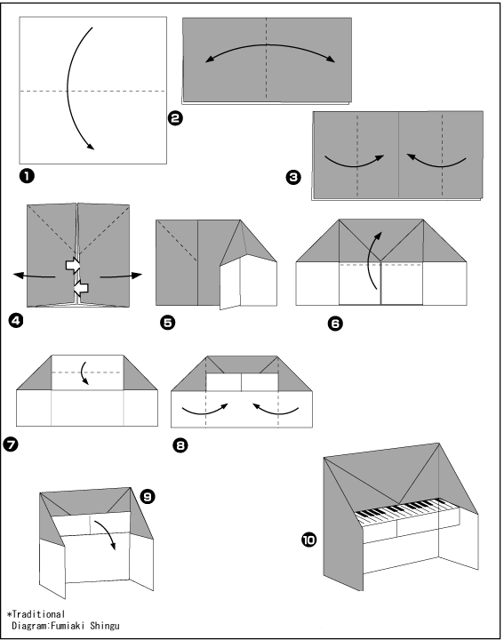 Схема оригами пианино