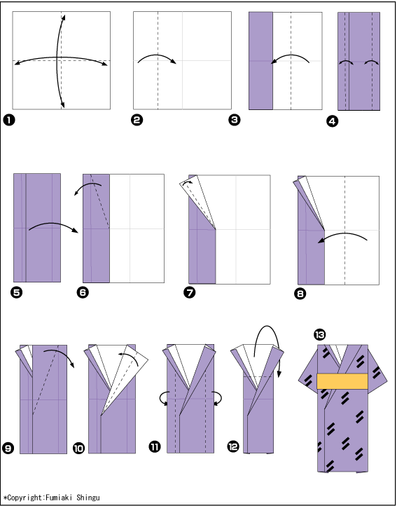 Схема оригами кимоно