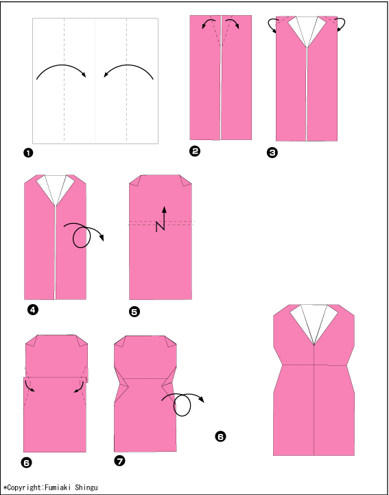 Схема оригами платье