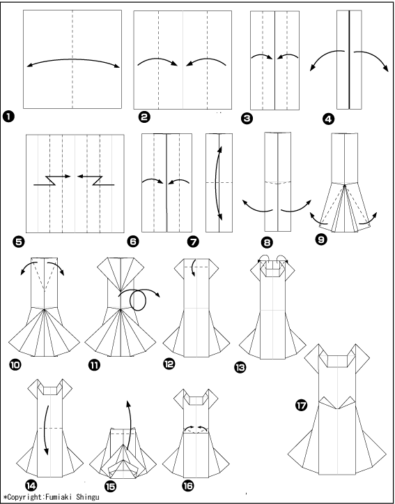 Схема оригами свадебное платье
