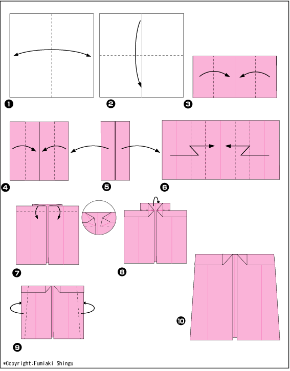 Схема оригами юбка-брюки