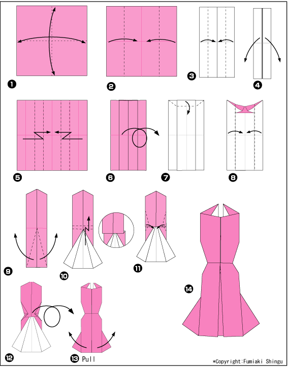 Схема оригами вечернее платье