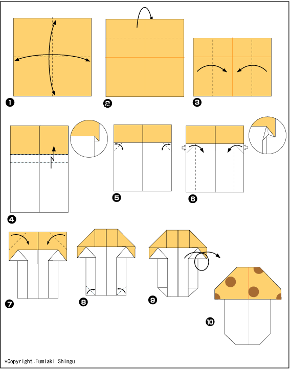 Схема оригами гриб