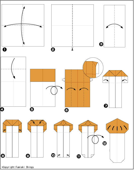 Схема оригами грибы