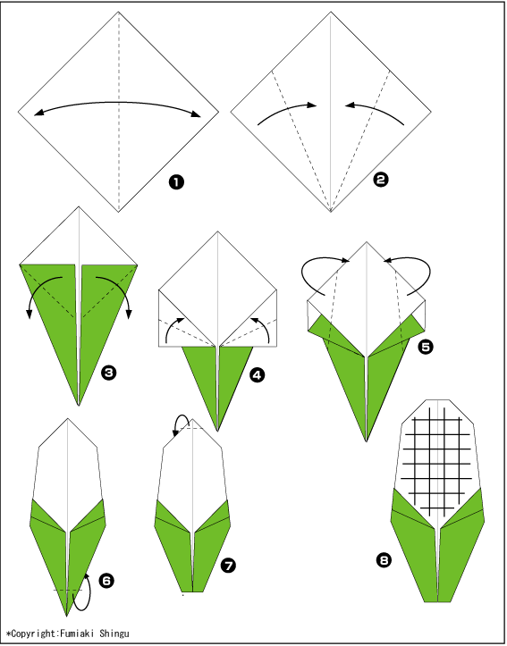 Схема оригами кукуруза