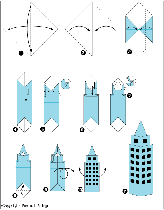 Схема оригами небоскреб