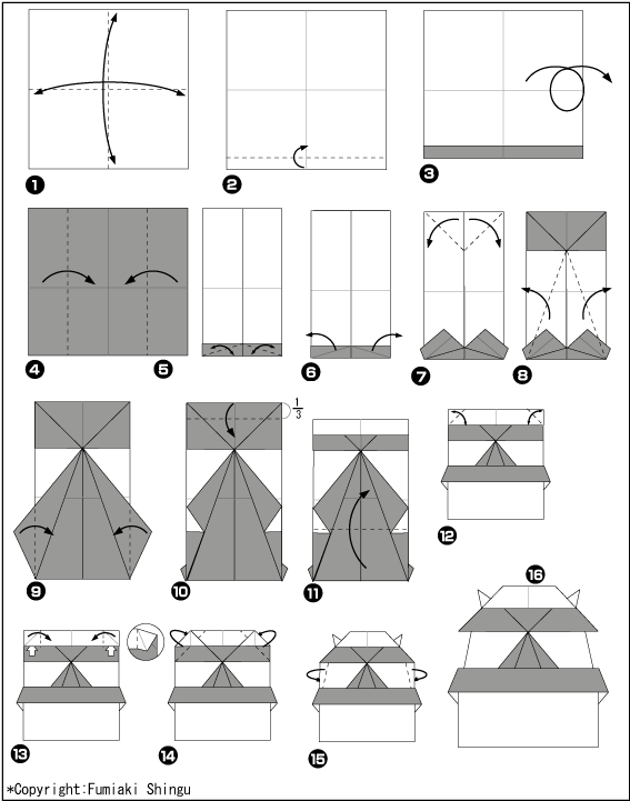 Схема оригами японский замок