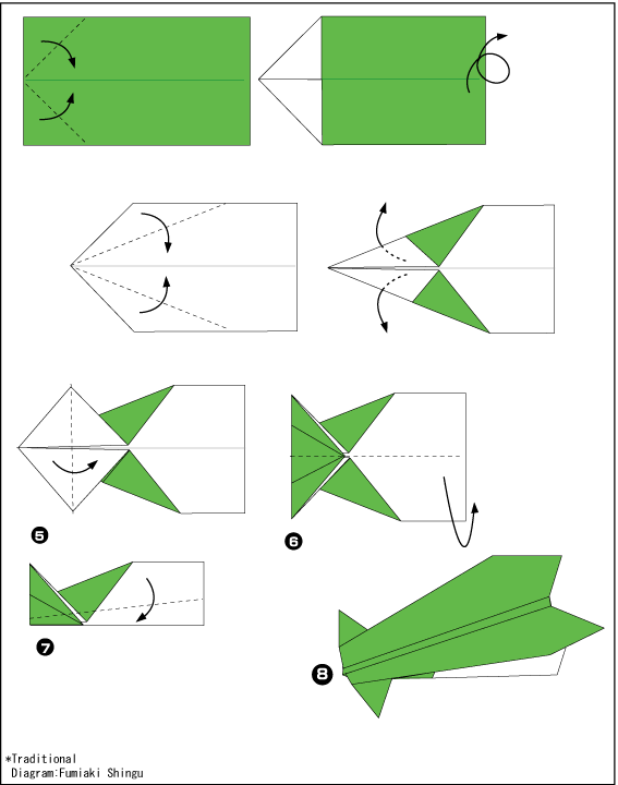 Схема оригами самолет