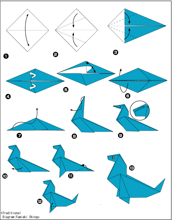 Схема оригами морской котик