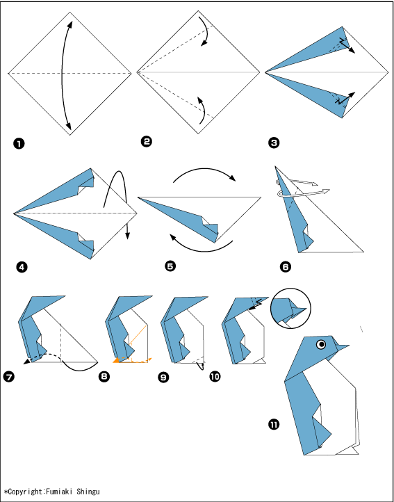 Схема оригами пингвин